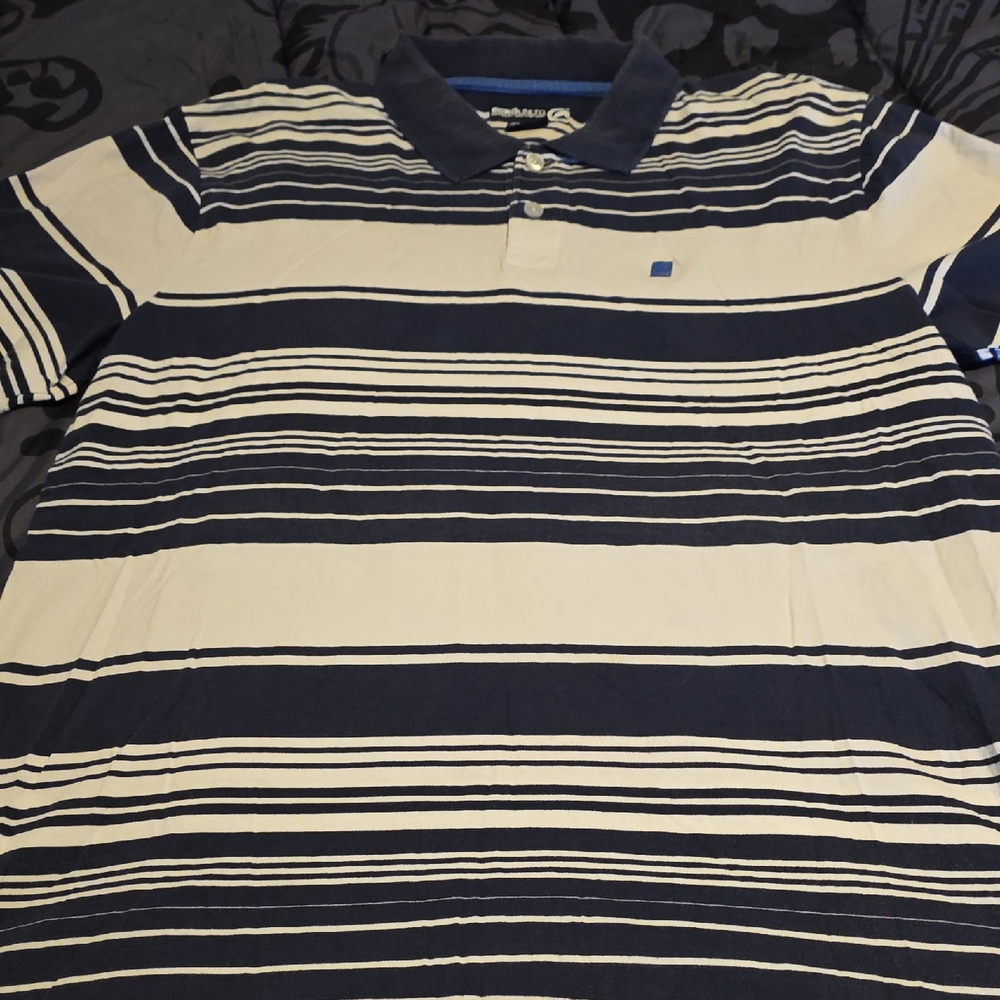 ECKO UNLTD Classic Navy and Cream Striped Polo